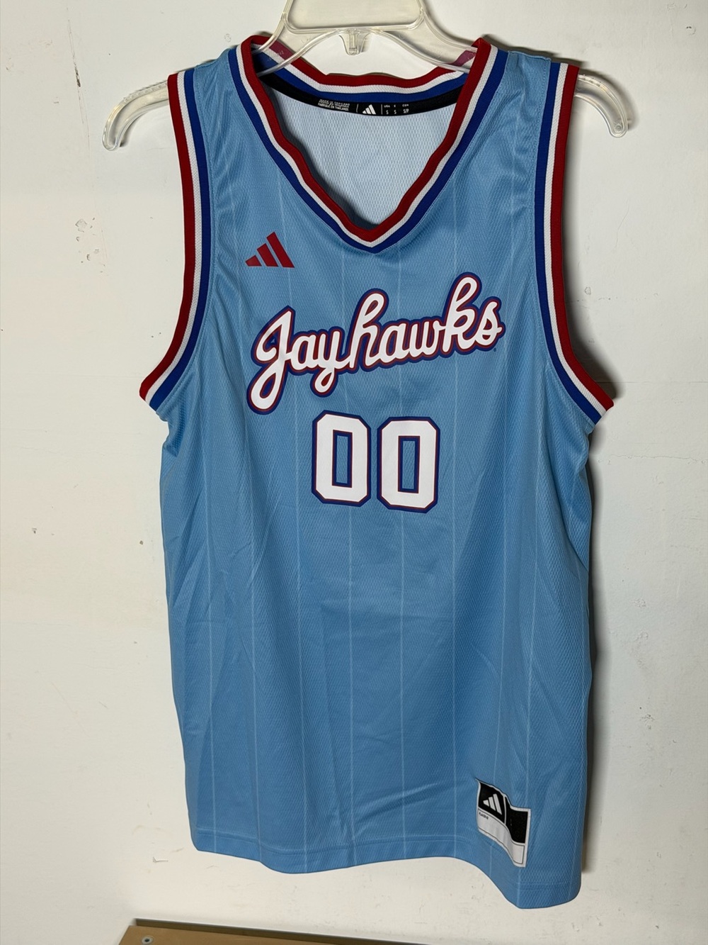 Adidas Kansas Jayhawks #00 Light Blue Swingman Basketball Jersey Men’s Small